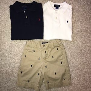 Boys Ralph Lauren Polo shirts and shorts size 5